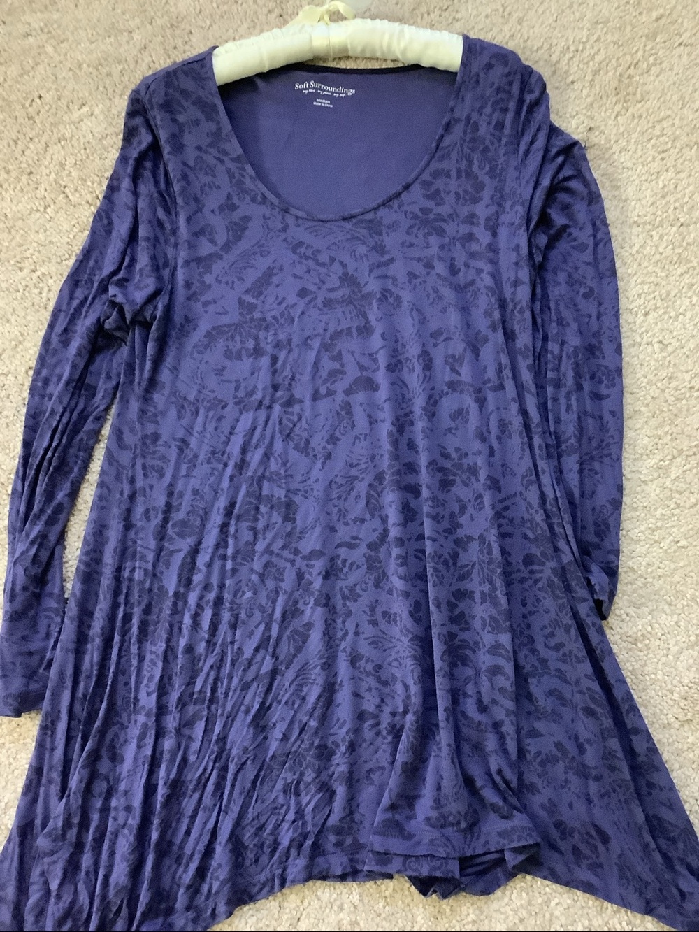 Soft Surroundings Purple Scoop-Neck Long Sleeve Tunic